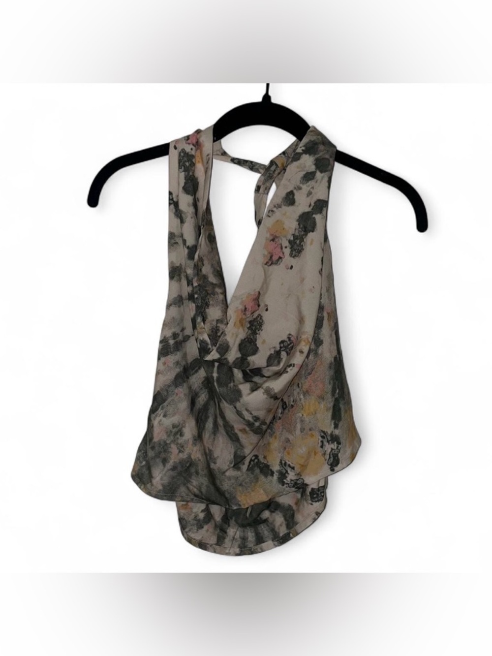 Free People tan neutrals Multicoloured halter top tie back in size large NWOT
